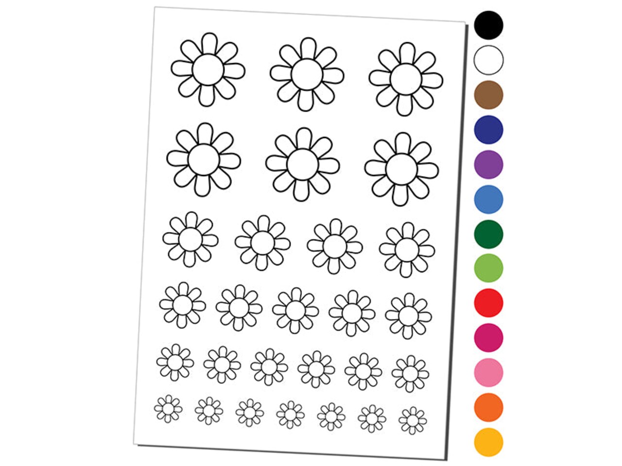 Daisy Flower Temporary Tattoo Water Resistant Fake Body Art Set Collection